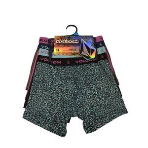 Volcom Boys Boxer Briefs Medium 10-12 Set of 4 Aqua Black Purple Gray
